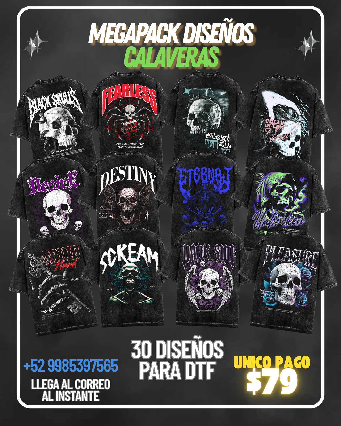 🔥 MEGAPACK DISEÑOS CALAVERAS PARA DTF 🔥