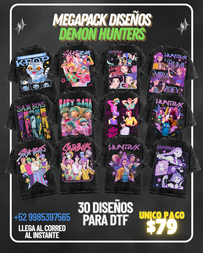 💀 MEGAPACK DISEÑOS DEMON HUNTERS PARA DTF ⚔️