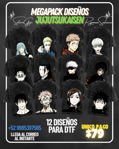 ⚔️ MEGAPACK DISEÑOS JUJUTSU KAISEN PARA DTF ⚔️